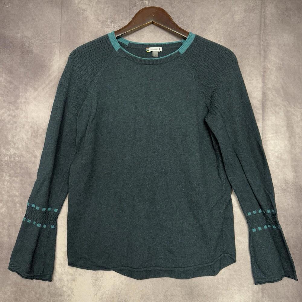 Smartwool Cozy Lodge Bell Sleeve‎ Sweater Women Size Small Blue